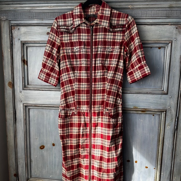 McQ Alexander McQueen  Flannel Plaid body con dress size 40 - Picture 1 of 14